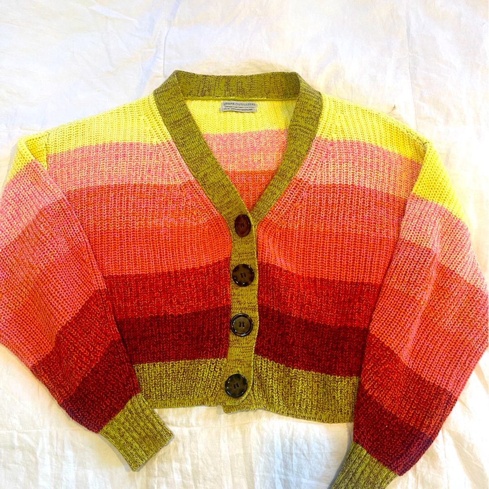 Urban Outfitter XS rainbow stripe cardigan.